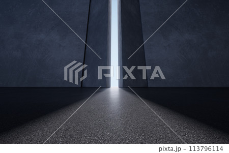 Open the door of the dark room, 3d rendering. Open the door of the dark room, 3d rendering. 113796114