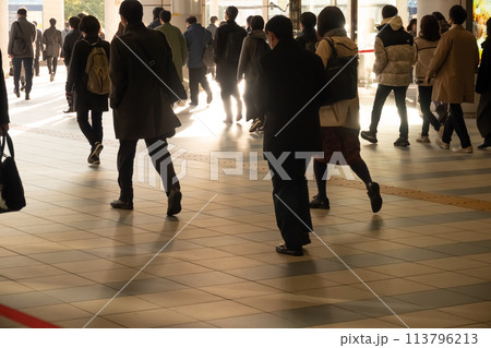 通勤風景 品川駅 通勤風景 品川駅 113796213