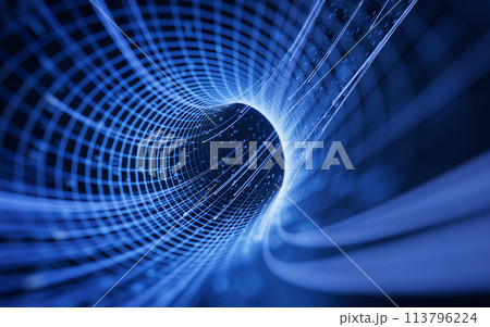 Flowing digital lines with cyberspace background, 3d rendering. 113796224