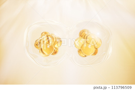 Transparent cell with biotechnology and cosmetic concept, 3d rendering. 113796509