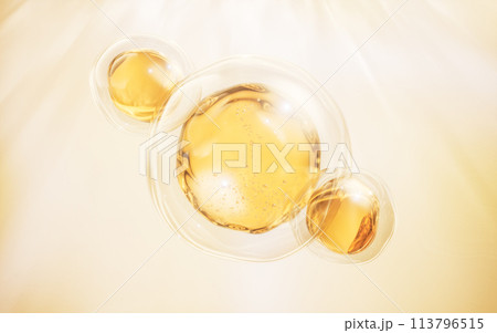 Golden liquid oil bubble background, 3d rendering. 113796515