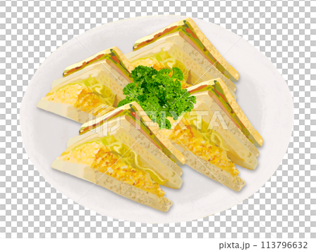 サンドイッチ（皿付き）パセリ付き 113796632