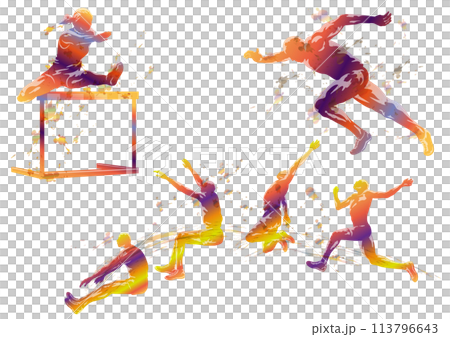 Athletics silhouette illustration set 113796643