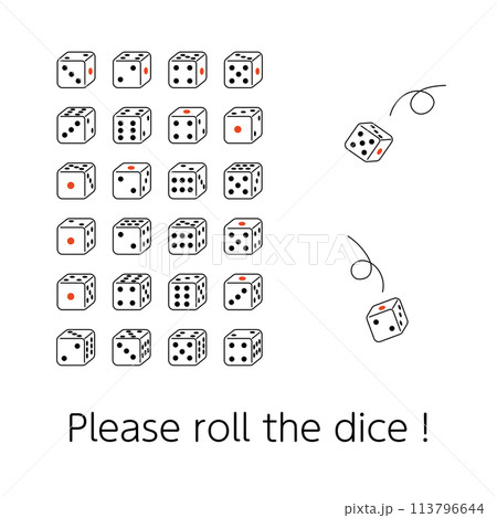 いろいろな数字のサイコロのイラスト　 113796644