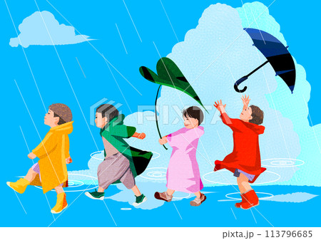 雨でも元気な子供達 雨でも元気な子供達 113796685
