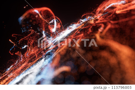 Abstract flowing wave particles background, 3d rendering. 113796803
