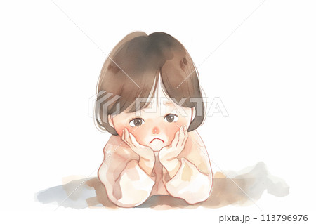 落ち込む子供 113796976