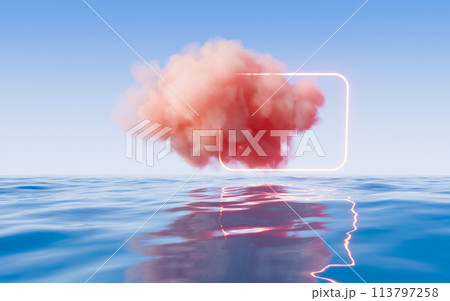 Cloud and water surface, 3d rendering. 113797258