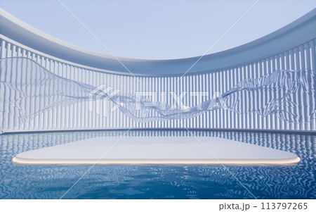 Empty room with water surface, 3d rendering. 113797265