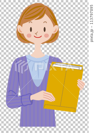 A woman with a document 113797895