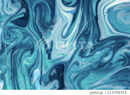 liquid paints in slow blending flow. Beautiful abstraction of liquid paints. 113798350