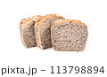 whole wheat breads sliced isolated on a white background 113798894