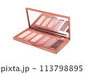 Set of nude eyeshadows in case on white background 113798895