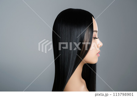 艶やかな髪の女性 113798901