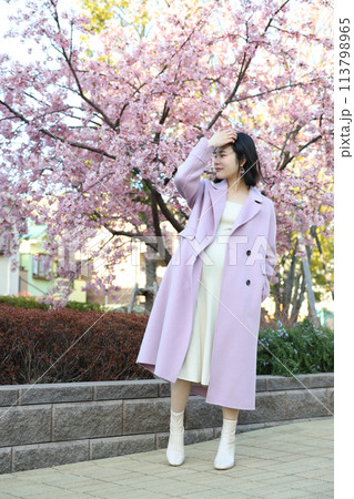 春のマタニティフォト　妊婦　桜 113798965
