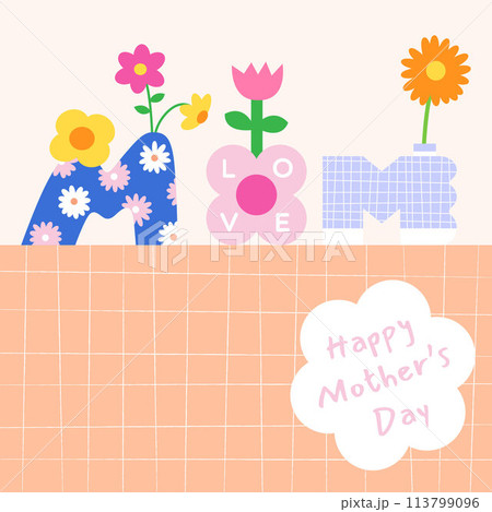 Happy Mother's Day illustration greeting card 113799096