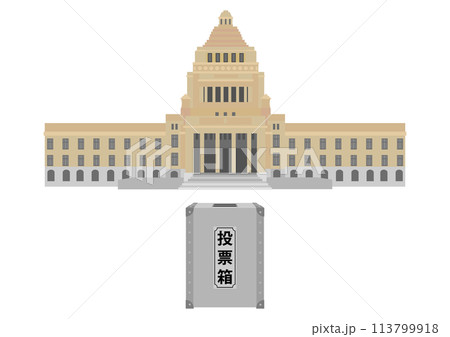 国会議事堂と投票箱 113799918