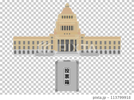 国会議事堂と投票箱 113799918