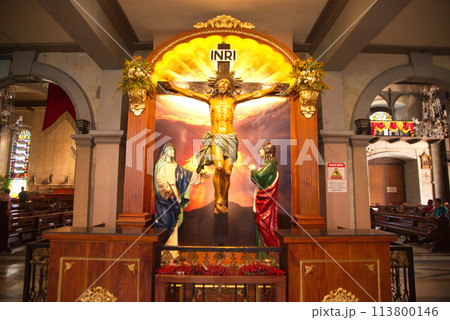 Statue of Jesus on the altar at Basilica Minore del Santo Nino, the oldest church in the Philippines. Built in 1565 by Spanish colonists. Statue of Jesus on the altar at Basilica Minore del Santo Nino, the oldest church in the Philippines. Built in 1565 by Spanish colonists. 113800146