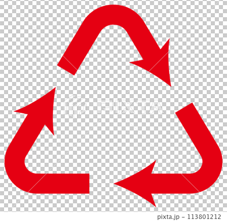 三角のサイクル図 インフォグラフィック用矢印 レッド 三角のサイクル図 インフォグラフィック用矢印 レッド 113801212