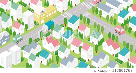街並み アイソメトリックイラスト 街並み アイソメトリックイラスト 113801768