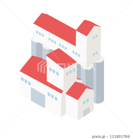 カントリーエレベーター　アイソメトリックイラスト 113801769