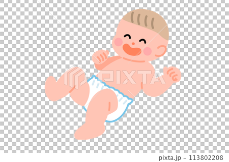 穿著尿布仰臥的嬰兒的插圖 穿著尿布仰臥的嬰兒的插圖 113802208