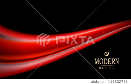 Composition with isolated textured red wave on black background 113802781