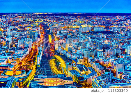 View from the Montparnasse tower on Paris in early spring. 113803340