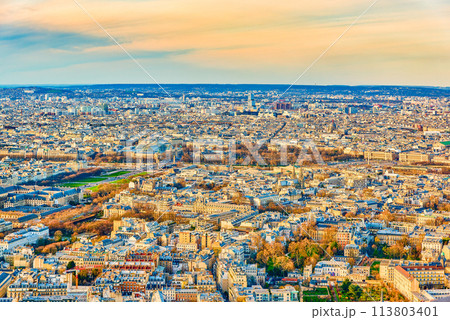 View from the Montparnasse tower on Paris in early spring. View from the Montparnasse tower on Paris in early spring. 113803401