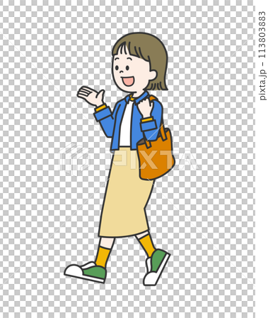 おしゃべりをしながら歩く女性 113803883