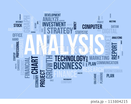 Analysis word cloud template. Business model concept vector background. 113804215