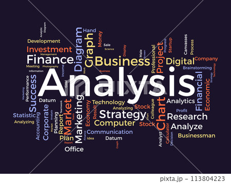 Analysis word cloud template. Business model concept vector background. 113804223