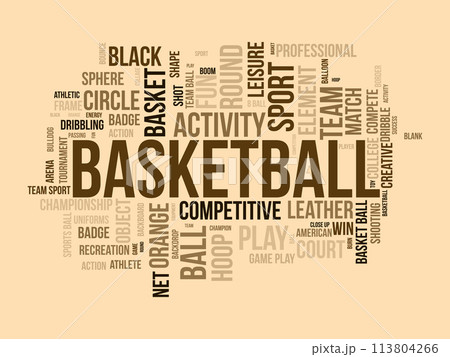 Basketball word cloud template. Sports concept vector background. 113804266