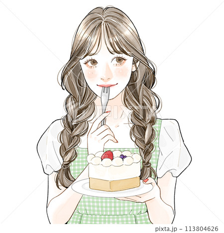 ケーキを食べる女性 ケーキを食べる女性 113804626