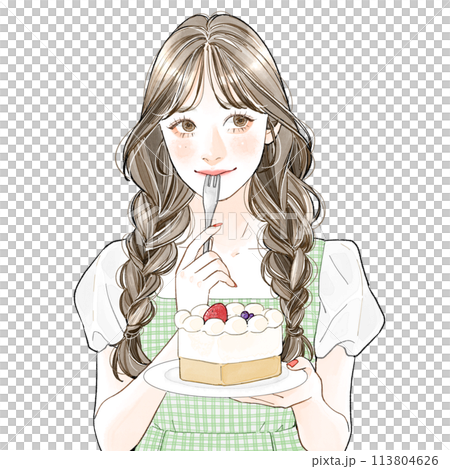 Woman eating cake 113804626
