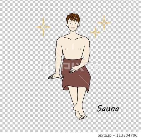 熱愛桑拿的清爽男士,在桑拿中淨化身心。 熱愛桑拿的清爽男士,在桑拿中淨化身心。 113804706