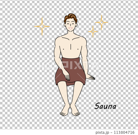 サウナで身も心もリフレッシュしてキラキラと輝いているサウナ好きの爽やかな男性 ととのう サウナ男子 サウナで身も心もリフレッシュしてキラキラと輝いているサウナ好きの爽やかな男性 ととのう サウナ男子 113804716