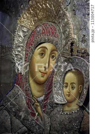 Virgin Mary with baby Jesus, Basilica of the Nativity in Bethleham, Palestine, Israel Virgin Mary with baby Jesus, Basilica of the Nativity in Bethleham, Palestine, Israel 113804717