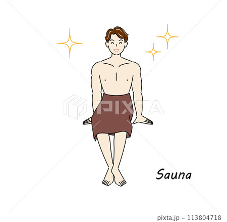 サウナで身も心もリフレッシュしてキラキラと輝いているサウナ好きの爽やかな男性 ととのう サウナ男子 サウナで身も心もリフレッシュしてキラキラと輝いているサウナ好きの爽やかな男性 ととのう サウナ男子 113804718