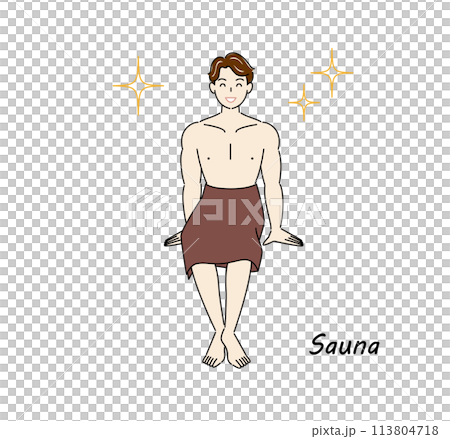 A refreshing man who loves saunas and is shining brightly after refreshing his body and mind in the sauna. 113804718