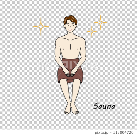 A refreshing man who loves saunas and is shining brightly after refreshing his body and mind in the sauna. A refreshing man who loves saunas and is shining brightly after refreshing his body and mind in the sauna. 113804720