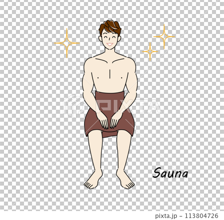 A refreshing man who loves saunas and is shining brightly after refreshing his body and mind in the sauna. A refreshing man who loves saunas and is shining brightly after refreshing his body and mind in the sauna. 113804726