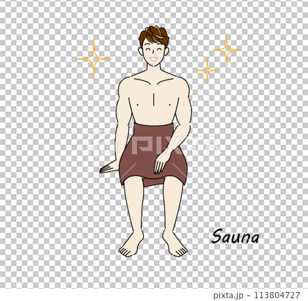 A refreshing man who loves saunas and is shining brightly after refreshing his body and mind in the sauna. 113804727