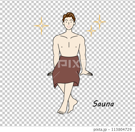 A refreshing man who loves saunas and is shining brightly after refreshing his body and mind in the sauna. A refreshing man who loves saunas and is shining brightly after refreshing his body and mind in the sauna. 113804729