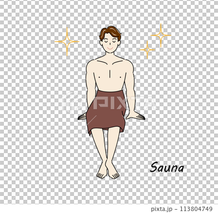 サウナで身も心もリフレッシュしてキラキラと輝いているサウナ好きの爽やかな男性 ととのう サウナ男子 サウナで身も心もリフレッシュしてキラキラと輝いているサウナ好きの爽やかな男性 ととのう サウナ男子 113804749