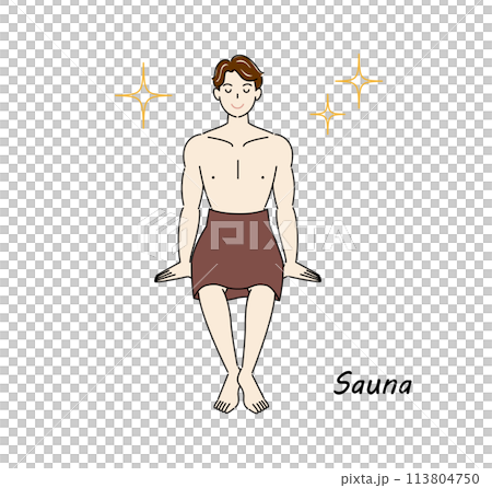 A refreshing man who loves saunas and is shining brightly after refreshing his body and mind in the sauna. A refreshing man who loves saunas and is shining brightly after refreshing his body and mind in the sauna. 113804750