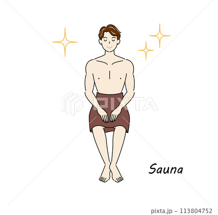 サウナで身も心もリフレッシュしてキラキラと輝いているサウナ好きの爽やかな男性 ととのう サウナ男子 サウナで身も心もリフレッシュしてキラキラと輝いているサウナ好きの爽やかな男性 ととのう サウナ男子 113804752