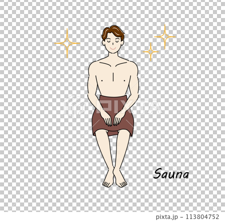 A refreshing man who loves saunas and is shining brightly after refreshing his body and mind in the sauna. 113804752