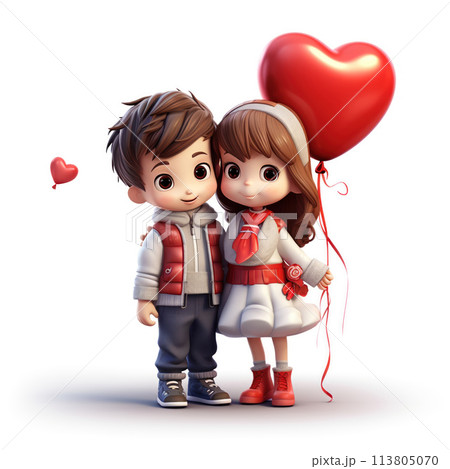 Icon of a boy and a girl standing next to each other isolated on white background. Icon of a boy and a girl standing next to each other isolated on white background. 113805070